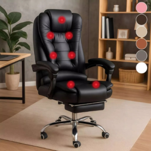 Cadeira Presidente Escritório Massageadora Com 7 Pontos de Massagem E Apoio Pés