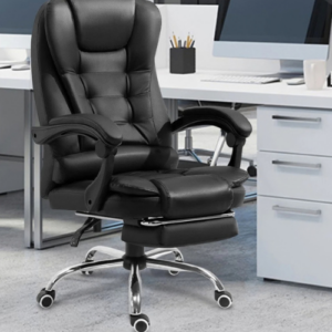 Cadeira de escritório presidente, cadeira de home office com apoio para os pés e encosto ajustável